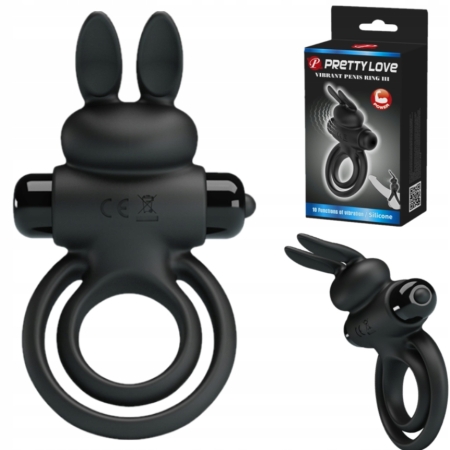 Pierścień erekcyjny na penisa i jądra króliczek wibrujący
