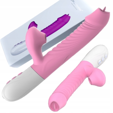 Wibrator Damski Posuwisty Podgrzewany Ssący Liże