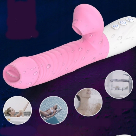 Wibrator Damski Posuwisty Podgrzewany Ssący Liże